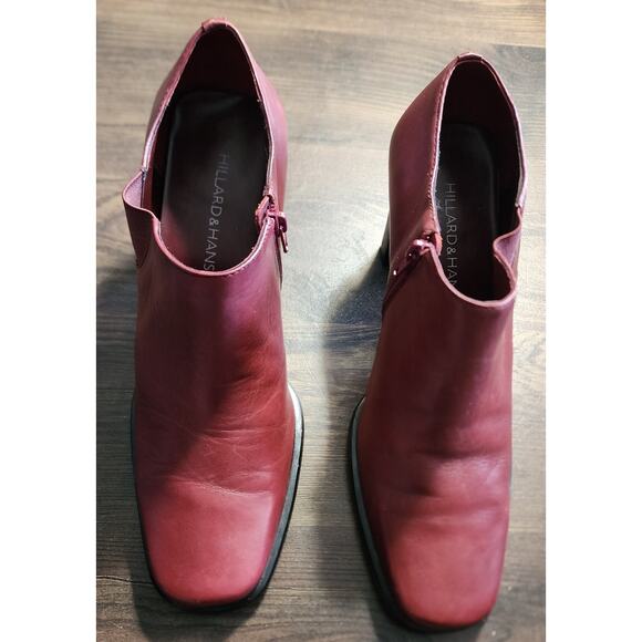 Hillard & Hanson Spice Burgundy Leather Square Toe Retro Ankle Book Size 8M - Picture 2 of 7
